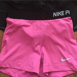 Pink Nike Pro Spandex Shorts